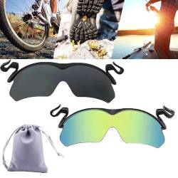 wuwuhen Clip Cap Sports Sunglasses,Mens Clip on Sunglasses for Fishing Biking Hiking Cycling Eyewear,Polarized Uv400 Protection (2 PCS B) von wuwuhen