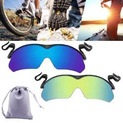 wuwuhen Clip Cap Sports Sunglasses,Mens Clip on Sunglasses for Fishing Biking Hiking Cycling Eyewear,Polarized Uv400 Protection (2 pcs c) von wuwuhen