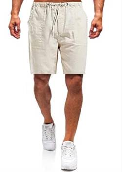 wxiaomai Herren Oversize Shorts Kurze Leinenhose mit Taschen Männer Bermuda Shorts Freizeithose Kurze Sommerhose Strandhose 3XL von wxiaomai
