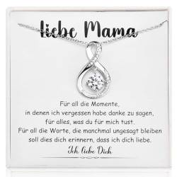 wynn's Kette Muttertagsgeschenke für Mama von Tochter Sohn, Mutter Tochter Geschenk Kette mit Infinity-Anhänger AAA Zirkonia Halskette für Muttertag Geburtstag Weihnachten mit Karte und Geschenkbox von wynn's