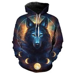 xasdvb 3D Wolf Hoodies Männer Hooded Animal Wolf Bedruckte Hoodie Sweatshirts Trainingsanzüge Herren / Damen Jacken Funny Hoody-W04_XXXL von xasdvb