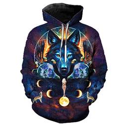 xasdvb 3D Wolf Hoodies Männer Hooded Animal Wolf Bedruckte Hoodie Sweatshirts Trainingsanzüge Herren / Damen Jacken Funny Hoody-W07_4XL von xasdvb