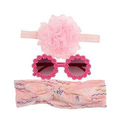 Prinzessinnen-Haarbänder + runde Sonnenbrille für Vorschule, Jungen, Mädchen, Geschenk, Foto-Requisiten, Sonnenblumen-Thema, Blumen-Haarband, niedliche Kopfbedeckung für Frauen von xbiez
