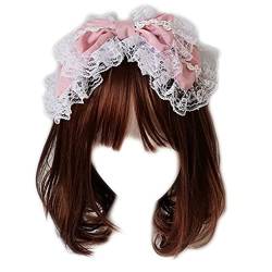 Viktorianisches Retro Spitzen Stirnband Süßes Doppellagiges Großes Haarband Maid Tea Party Cosplay Kopfschmuck Viktorianisches Vintage Spitzen Stirnband von xbiez