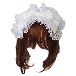 Viktorianisches Retro Spitzen Stirnband Süßes Doppellagiges Großes Haarband Maid Tea Party Cosplay Kopfschmuck Viktorianisches Vintage Spitzen Stirnband von xbiez