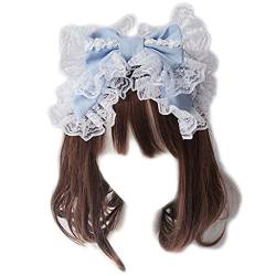 Viktorianisches Retro Spitzen Stirnband Süßes Doppellagiges Großes Haarband Maid Tea Party Cosplay Kopfschmuck Viktorianisches Vintage Spitzen Stirnband von xbiez