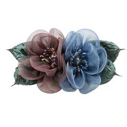 Vintage-Blumen-Haar-Broschen, Tüll, ästhetische Haarspangen, Kopfschmuck, Hochzeit, Braut, Haarschmuck, Blumen-Haar-Broschen für Frauen von xbiez