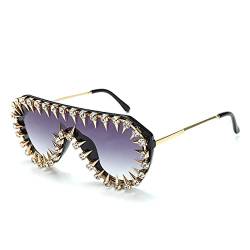 xbiez Nieten-Sonnenbrille, blendfreie Sonnenbrille, Foto-Sonnenbrille, Strass-Rahmen, Sonnenbrille, Strand-Sonnenbrille, Strass-Rahmen, Sonnenbrille für Damen, D von xbiez