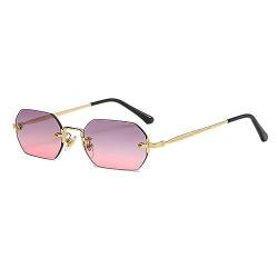 xbiez Randlose Sonnenbrille für Damen und Herren, modisch, klein, flache Oberseite, UV-Schutz, Schatten, Retro-Brillen für Reisen, randlose Retro-Sonnenbrille für Damen und Herren, quadratisch, von xbiez