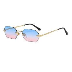 xbiez Randlose Sonnenbrille für Damen und Herren, modisch, klein, flache Oberseite, UV-Schutz, Schatten, Retro-Brillen für Reisen, randlose Retro-Sonnenbrille für Damen und Herren, quadratisch, von xbiez