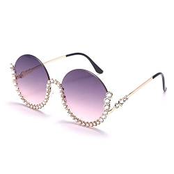xbiez Sonnenbrille mit Strass-Rahmen, runde Sonnenbrille, Strand-Sonnenbrille, blendfreie Sonnenbrille, runde Sonnenbrille, merhfarbig von xbiez