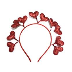 xbiez Valentinstag-Paar-Haarband mit glänzenden Pailletten, Lametta-Herz, Stirnbänder, Karneval, Pailletten, Haarreif, Herz-Stirnband für Mädchen, Valentinstag, Herz-Stirnband von xbiez
