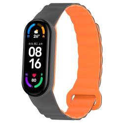 xhKJO Uhrenarmbänder für Xiaomi Mi Band 7 /Xiaomi Mi Band 6,Silikon Uhrenarmband Silikonband, Armbänder Armband Wrist Strap Bracelet für Xiaomi Mi Band 5 / Xiaomi Mi Band 4 /Mi Band 3 (grauorange) von xhKJO