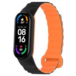 xhKJO Uhrenarmbänder für Xiaomi Mi Band 7 /Xiaomi Mi Band 6,Silikon Uhrenarmband Silikonband, Armbänder Armband Wrist Strap Bracelet für Xiaomi Mi Band 5 / Xiaomi Mi Band 4 /Mi Band 3 (schwarzorange) von xhKJO