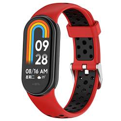 xhKJO Uhrenarmbänder für Xiaomi Mi Band 8 Strap,Silikon Ersatzband Uhrenarmband Silikonband,Strap Armbänder Armband WristStrap Bracelet Ersatzarmbänder für Xiaomi Mi Band 8 NFC Zubehör (rot schwarz) von xhKJO