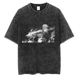 Jujutsu Kaisen T-Shirt Anime Vintage Washed Tshirt Satoru Gojo Sukuna Schwarzes T-Shirt Harajuku Manga Kurzarm Tees Oberteile von xhomeshop