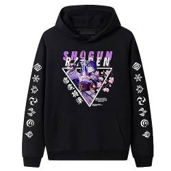 xhomeshop Harajuku Anime Spiel Genshin Impact Hoodie Raiden Shogun Langarm Sweatshirt Beelzebul Kurzarm-T-Shirt von xhomeshop