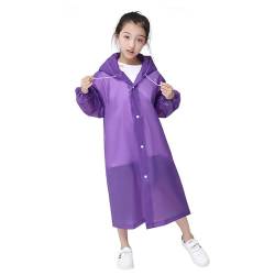 xianynow Regenponcho Kinder Regenmantel mit Kapuze, Unisex Eva Regenmäntel mit Kapuze und Knopf, Wasserdicht Wiederverwendbar Regenbekleidung Regencape Regenjacke Raincoat (Lila) von xianynow