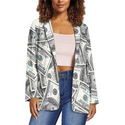 xixirimido Damen Blazer mit Taschen Ein-Knopf Langarm Regular Fit Büro Arbeitsjacke Küsten, Geld, 40 von xixirimido