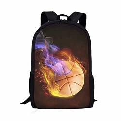 xixirimido Kinder Schultasche 43,2 cm Rucksack für Jungen Mädchen Schulter Büchertasche Rucksack, Feuer-Basketball, Einheitsgröße, Lässiger Tagesrucksack von xixirimido