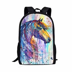 xixirimido Kinder Schultasche 43,2 cm Rucksack für Jungen Mädchen Schulter Büchertasche Rucksack, Tierpferd, Einheitsgröße, Lässiger Tagesrucksack von xixirimido