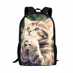 xixirimido Kinder Schultasche 43,2 cm Rucksack für Jungen Mädchen Schulter Büchertasche Rucksack, katze, Einheitsgröße, Lässiger Tagesrucksack von xixirimido