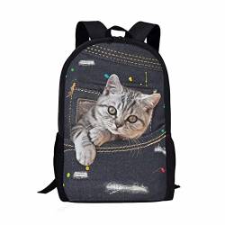 xixirimido Kinder Schultasche Schultertasche Büchertasche Rucksack für Jungen Mädchen, Katze, niedlich, Einheitsgröße, Lässiger Tagesrucksack von xixirimido