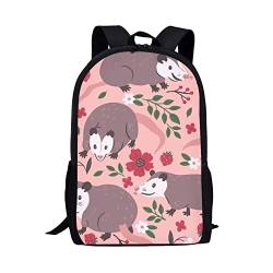 xixirimido Kinder Schultasche Schultertasche Büchertasche Rucksack für Jungen Mädchen, Opossums Flowers, Einheitsgröße, Lässiger Tagesrucksack von xixirimido
