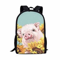 xixirimido Kinder Schultasche Schultertasche Büchertasche Rucksack für Jungen Mädchen, Sonnenblumenschwein, Einheitsgröße, Lässiger Tagesrucksack von xixirimido