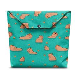 xixirimido Niedliche Capybara-Buchhüllen für Mädchen und Jungen, Buchhülle mit Reißverschlusstasche, Umschlag für Schreibwaren, Clutch von xixirimido