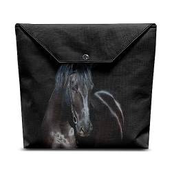 xixirimido Schwarzes Pferd Büchertasche Abdeckung für Mädchen Schule Büro Umschlag Tasche mit Reißverschluss hinten langlebig von xixirimido