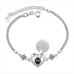 xlwen Projektion Armband, Kette Ich Liebe Dich 100 Sprachen,Personalisiertes Foto Armband für Damen Freunde Liebhaber Weihnachten freundschaft Geschenk (Geweih, Silbrig) von xlwen