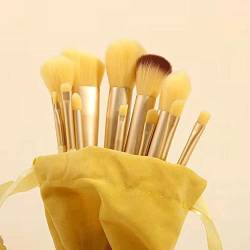 DSHGDJF 13-teiliges Make-up-Pinsel-Kosmetikset, 3 Farben, weiches Haar, Make-up-Werkzeug, Foundation-Pinsel, Lidschatten-Komplettset (Color : Yellow Velvet Bag) von xnvdojt