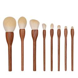 DSHGDJF Walnuss-Make-up-Pinsel-Set, Kosmetikpuder, Rouge, Foundation, Modellierung, Lidschatten, Make-up-Pinsel, Holzgriff, 8-tlg von xnvdojt