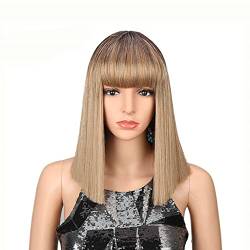 n/a Haar Synthetische Perücken for Frauen 14 Zoll Blonde Perücke Kurzes glattes Haar Hitzebeständige Perücke (Color : E) von xnvdojt