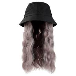 n/a Lange synthetische Fischerhut-Haarperücke Haarperücken mit schwarzer Kappe, verstellbar for Frauen von xnvdojt