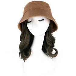 n/a Mode-Sommer-Damen-runde Hut-Haar-Perücke färbt synthetischen Hut mit Haar-Perücke-braune Farbhut-Perücke for Frauen von xnvdojt