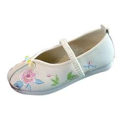 xttaiwysc Mädchen Bestickte Schuhe Chinesischer Stil Blumen Stoffschuhe Tanzschuhe Hanfu Schuhe Weiß, weiß, 35 EU von xttaiwysc