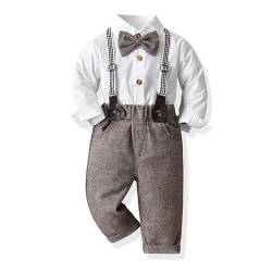 xuntao Baby Jungen Bekleidungssets Hemd mit Fliege + Hosenträger Hosen Strampler Anzug Party Outfit Gentleman Kleidung Sets 29-1 9-12 Monate100CM von xuntao