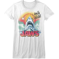 Jaws 1975 Drama Mystery Film Movie Beachy Airbrush White Juniors T-T-Shirts Hemden Tee(XX-Large) von xushi