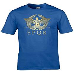 SPQR Roman Empire Metallic Gold Eagle Historical Men's T Shirt from Fatcucko Blue XL von xushi