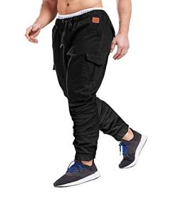 xxxiticat Herren Hosen Freizeithose Slim Fit Cargo Chino Casual mit Taschen Stretch Schwarz Activewear Jeans Hose Jogger Sporthose Outdoor M-4XL（BL,4XL） von xxxiticat