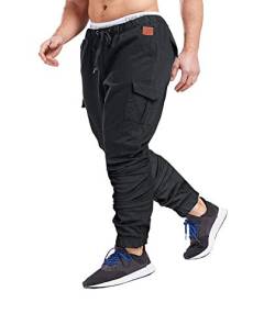 xxxiticat Herren Hosen Freizeithose Slim Fit Cargo Chino Casual mit Taschen Stretch Schwarz Activewear Jeans Hose Jogger Sporthose Outdoor M-4XL（DG,2XL） von xxxiticat