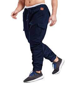 xxxiticat Herren Hosen Freizeithose Slim Fit Cargo Chino Casual mit Taschen Stretch Schwarz Activewear Jeans Hose Jogger Sporthose Outdoor M-4XL（ZQ,4XL） von xxxiticat