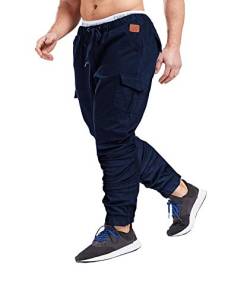 xxxiticat Herren Hosen Freizeithose Slim Fit Cargo Chino Casual mit Taschen Stretch Schwarz Activewear Jeans Hose Jogger Sporthose Outdoor M-4XL（ZQ,L） von xxxiticat