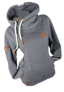 Damen Hoodie Kapuzenpullover Sweatshirt Warmer Fleece Pulli M L XL 2XL 3XL (Anthrazit, XXL, xx_l) von xy