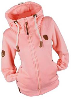 Damen Sweat Jacke Kapuze Fleece gefüttert Hoodie Übergangsjacke Uni S - 3XL (Rosa, x_l) von xy