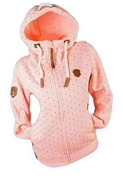 Damen Sweat Jacke Kapuze Hoodie Fleece gefüttert Übergangsjacke Pünktchen gerader Reißverschluss (Rosa, XXL, xx_l) von xy