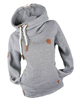 xy Damen Hoodie Kapuzenpullover Sweatshirt Warmer Fleece Pulli M L XL 2XL 3XL (Grau, 3XL, 3X_l) von xy