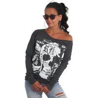 YAKUZA Langarmshirt Skull Script im Boyfriend Look von yakuza